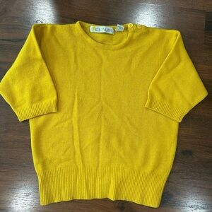 CHAUS vintage angora lambswool blend sweater short sleeve Sz M mustard color